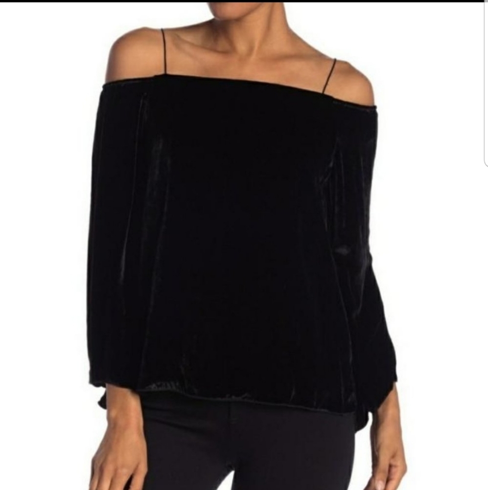 Alice + Olivia Prena Velvet Cold Shoulder Silk Blend Blouse